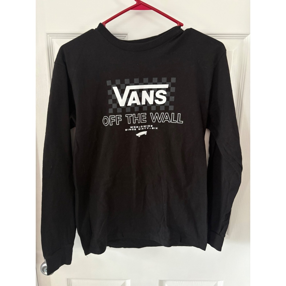 Vans Off The Wall Graphic Long Sleeve T-Shirt Black Mens Small Classic Fit Logo